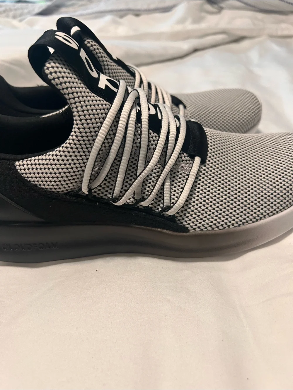 adidas Cloudfoam Knit Slip-On Sneakers - Black & White